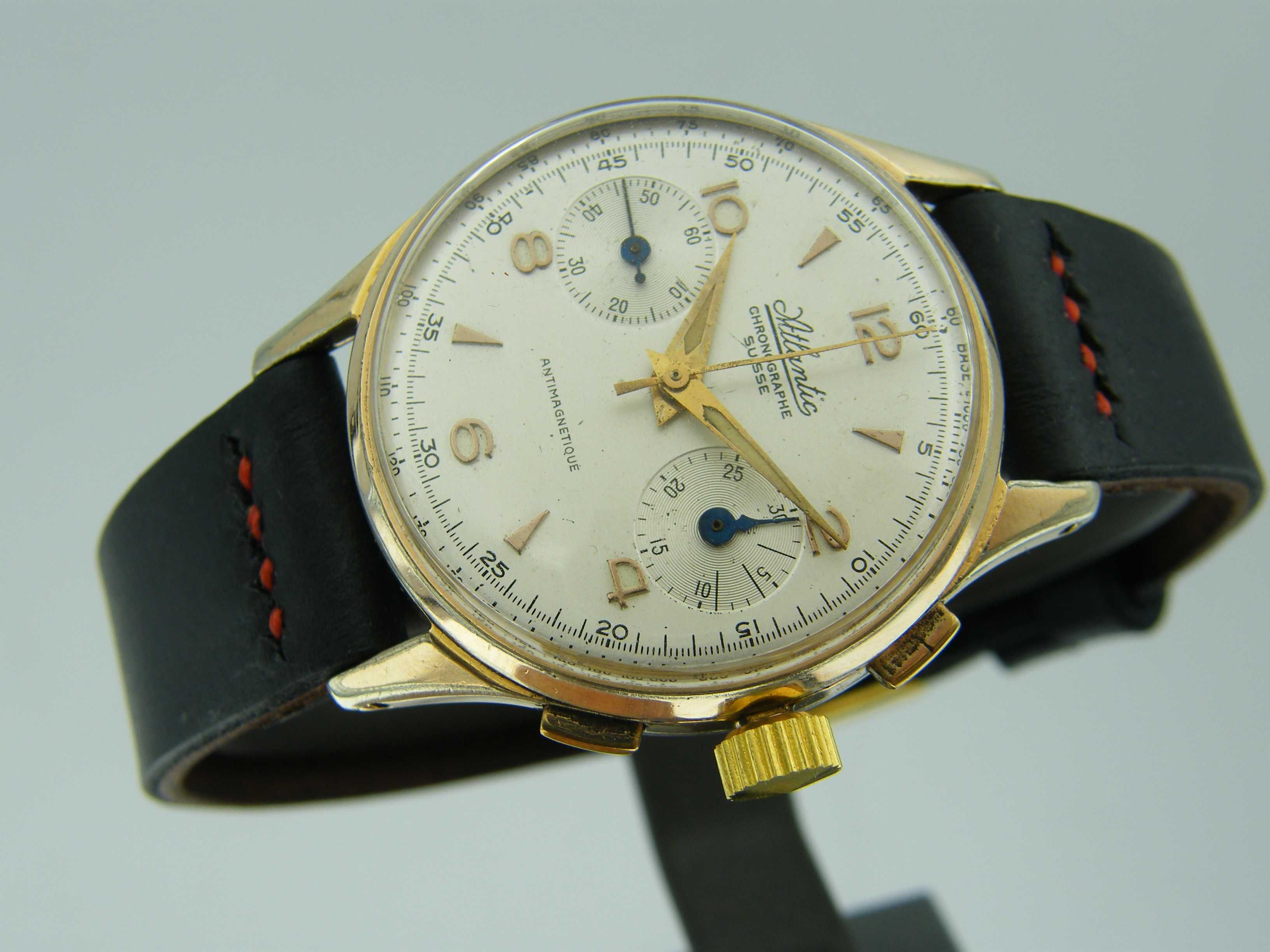 Atlantic Chronograph Vintage Złocony Cal. Valjoux 92 Piękny