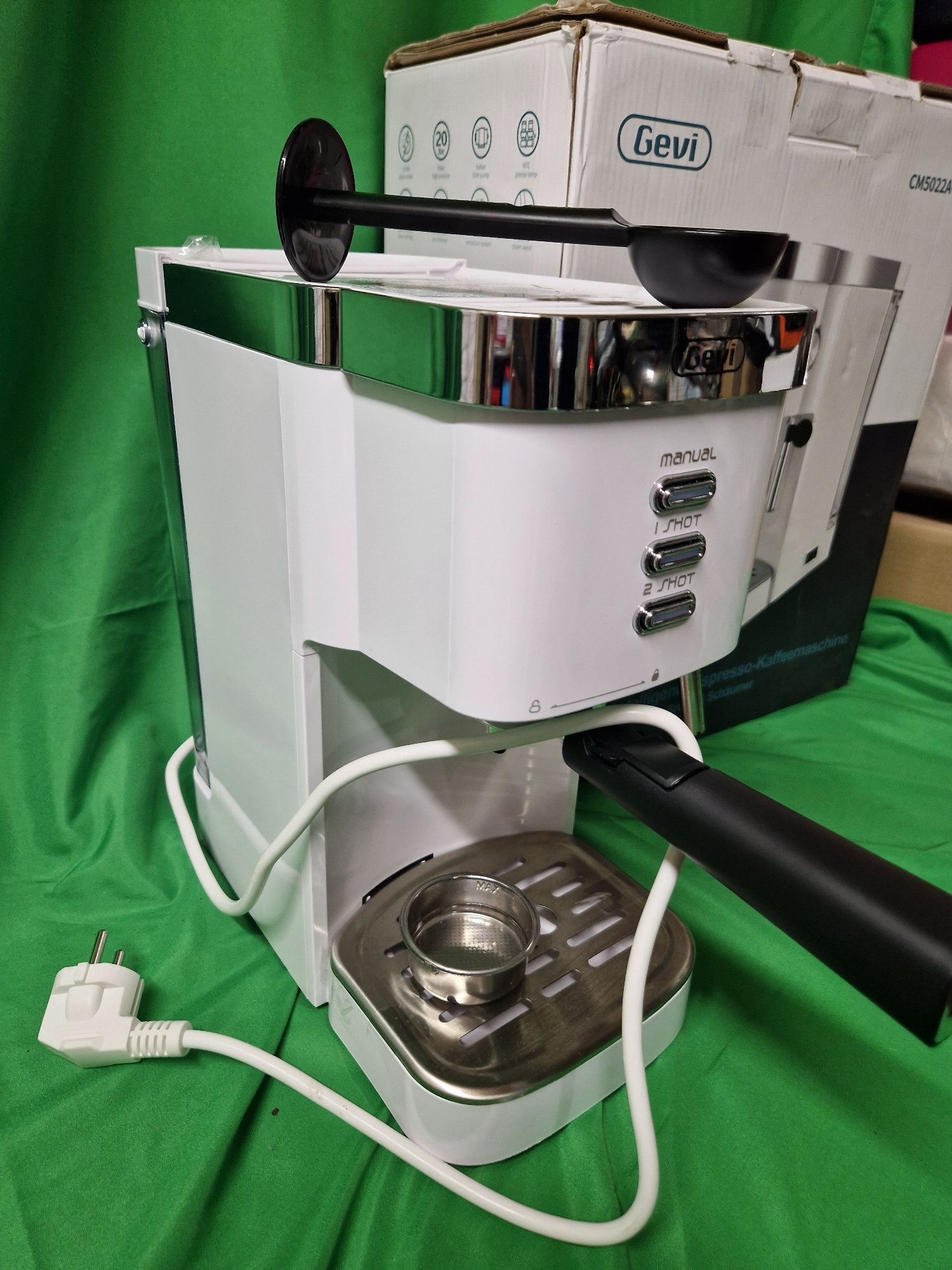 Ekspres kolbowy Gevi 2in1 smart Espresso Coffee Machine  biały