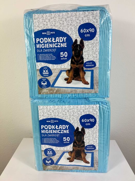 Podkłady dla psów XL 100 szt. grube i chłonne 60x90 cm + woreczki