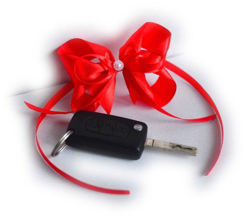Elegancka DUŻA Kokarda z wstęgami na auto samochód 60cm PREZENT