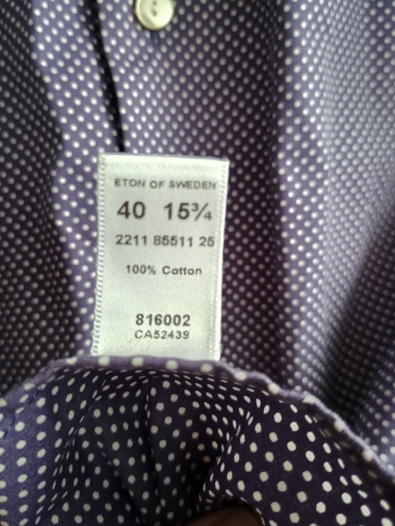 Ekskluzywna koszula ETON slim fit w kropki kołnierzyk 40cm