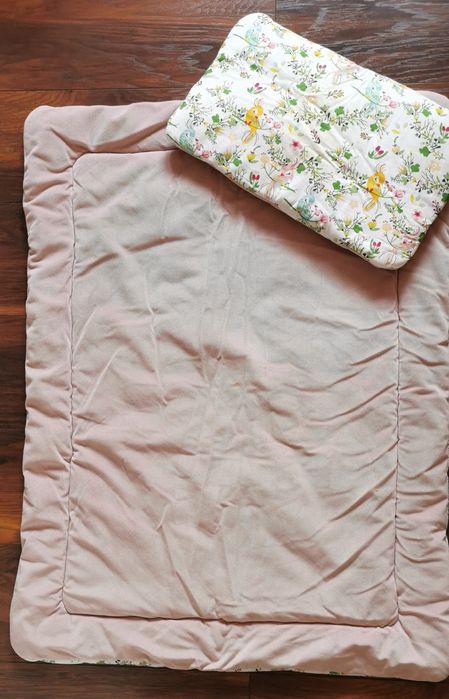 Kolderka i poduszka do łóżeczka dla niemowlaka 70x90 velvet ptaszki