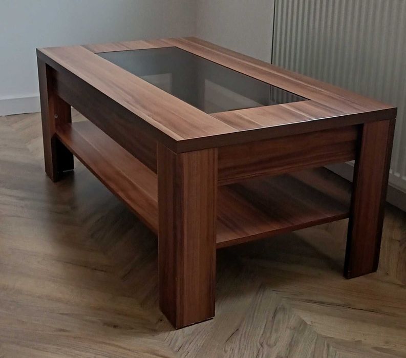 Stolik, ława z półką i szklaną górą