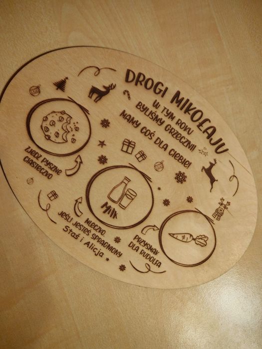Drewniany talerzyk dla Świętego Mikołaja – idealna na święta!