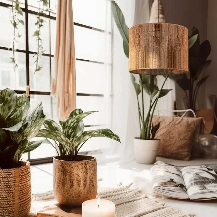 LAMPA WISZĄCA BOHO naturalna brąz sznurek jutowy 25CM APP1323