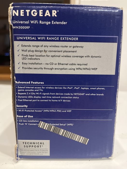 Netgear WiFi Range Extender wzmacniać sygnału WPA/WPA2/WEP