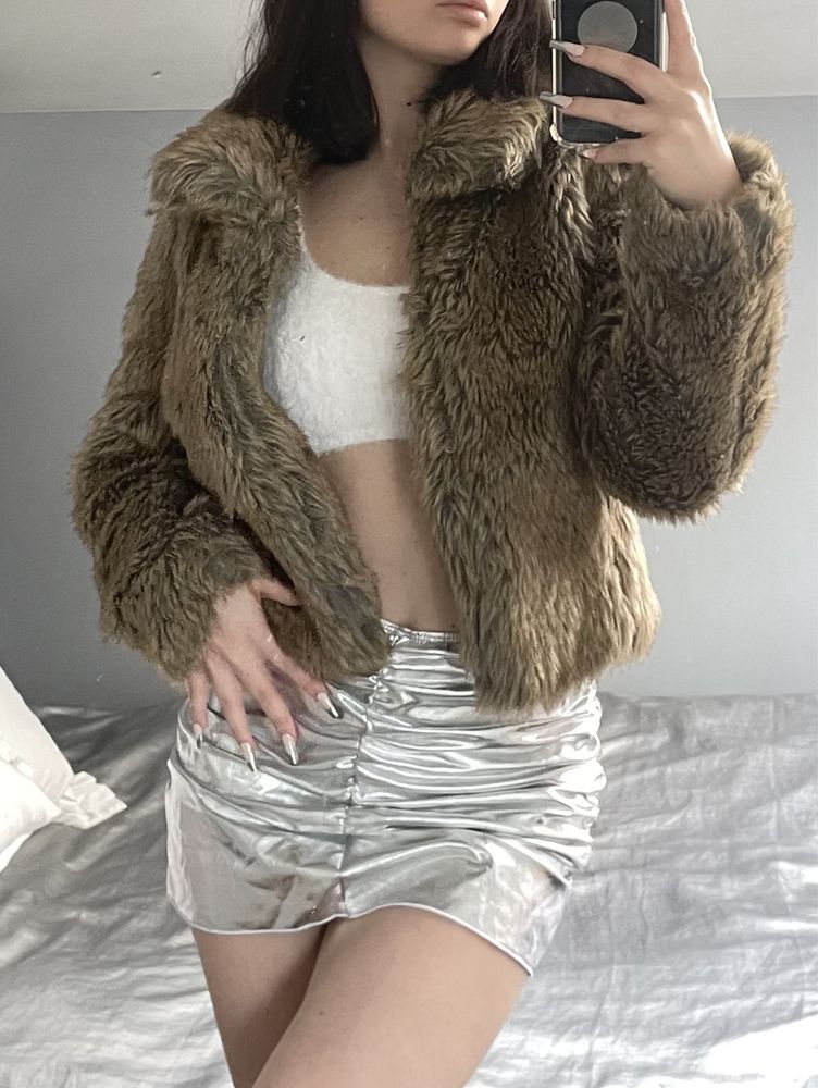 Vintage faux fur sztuczne futro kurtka y2k opium retro