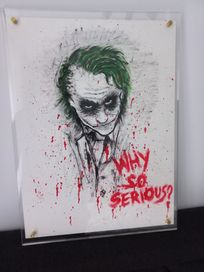 Rysunek, szkic obraz Joker w ramce z plexi