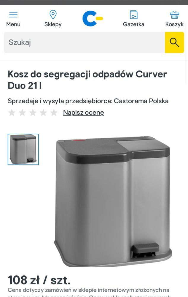 Kosz na  śmieci, segregacjs odpadów, śmietnik Curver dwie komory