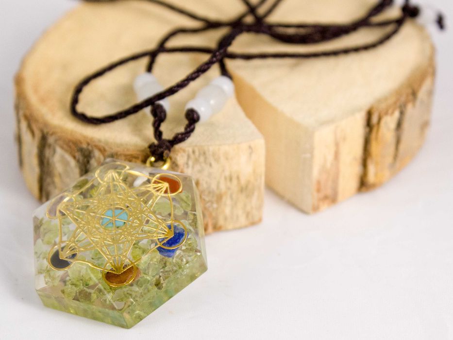 Piękny Naszyjnik Turmalin Obsydian Oko Tygrysie Sześcian Metatrona