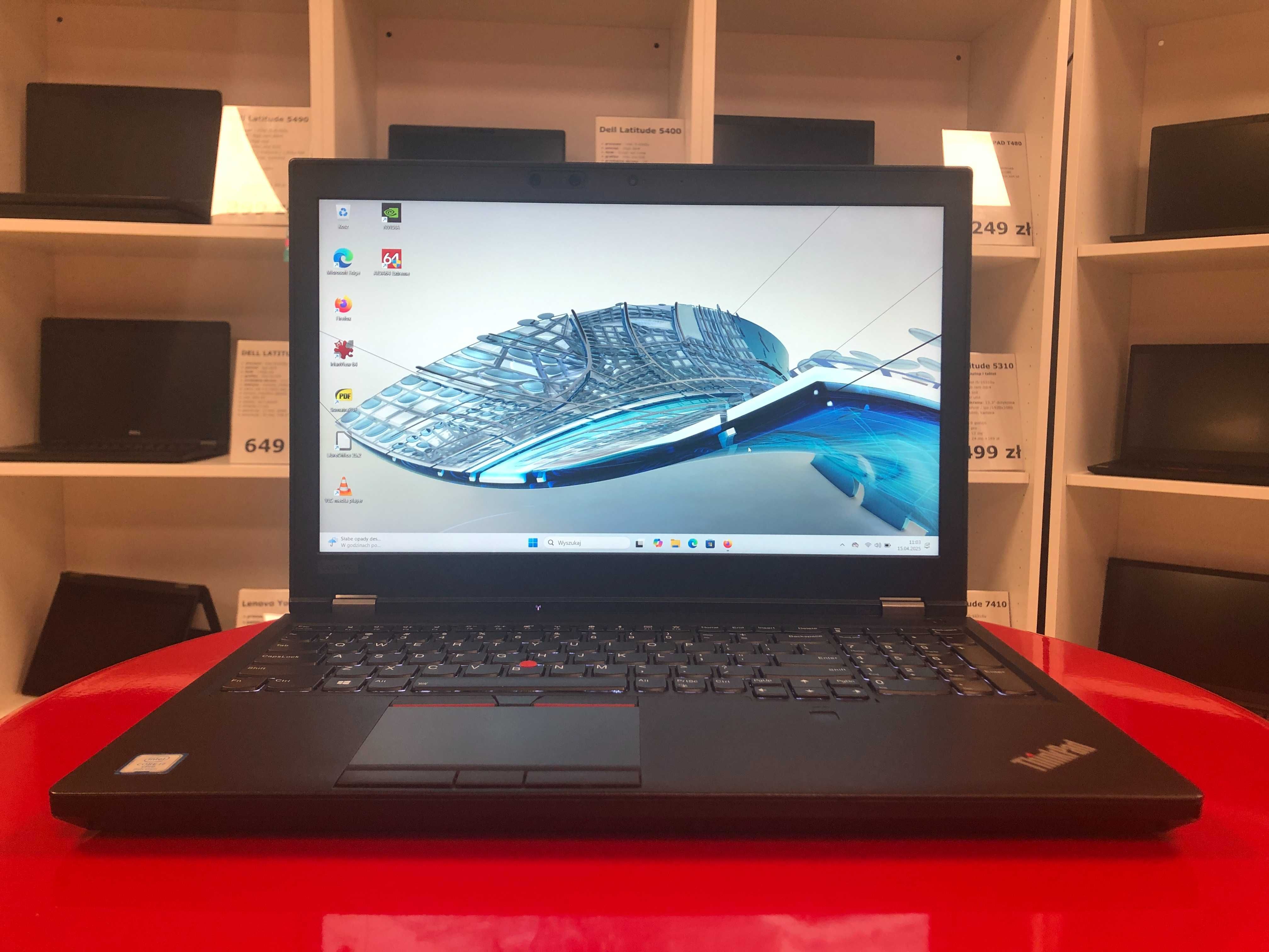 Dla Grafika 15" Lenovo ThinkPad P52 i7-8850H 32GB 512SSD nVidia Win11