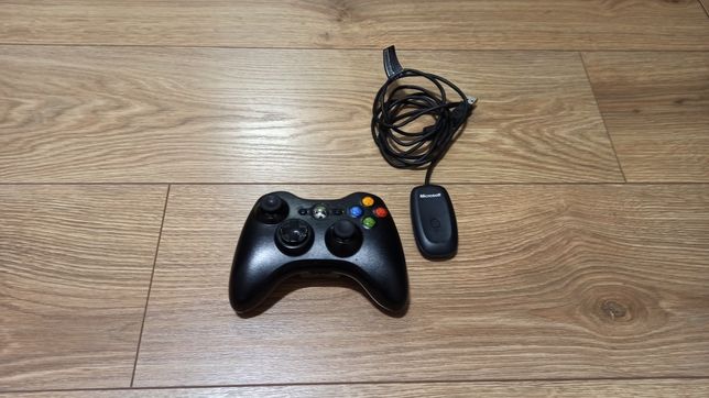 Pad Xbox 360 czarny + adapter pc, jak nowy