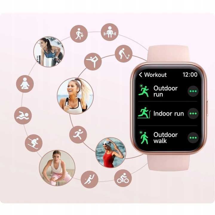 Smartwatch ID208 PLUS różowy ALEXA wykonywanie połączeń IOS Android