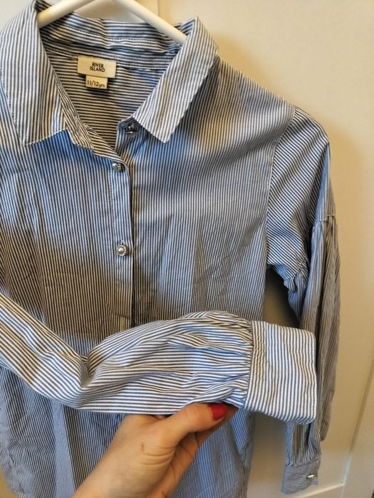 Koszula bawełniana w paski niebieskie cudna XS 11-12lat river island