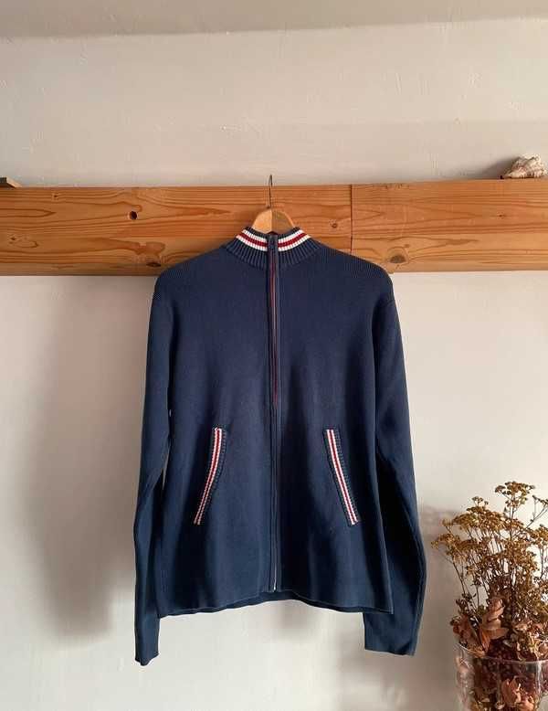 Bluza, męska, granatowa Jack&Jones, na zamek, ciepła, vintage, L/40