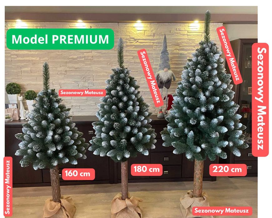 Sosna diamentowa na pniu 180 cm Choinka sztuczna 220 cm 160 cm choinki