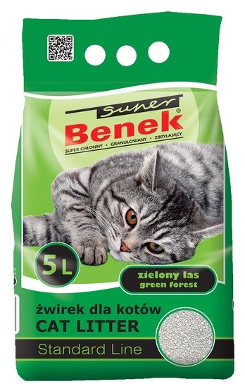 Żwirek dla kota o łagodnym działaniu pobudzającym Super Benek Leśny 5L