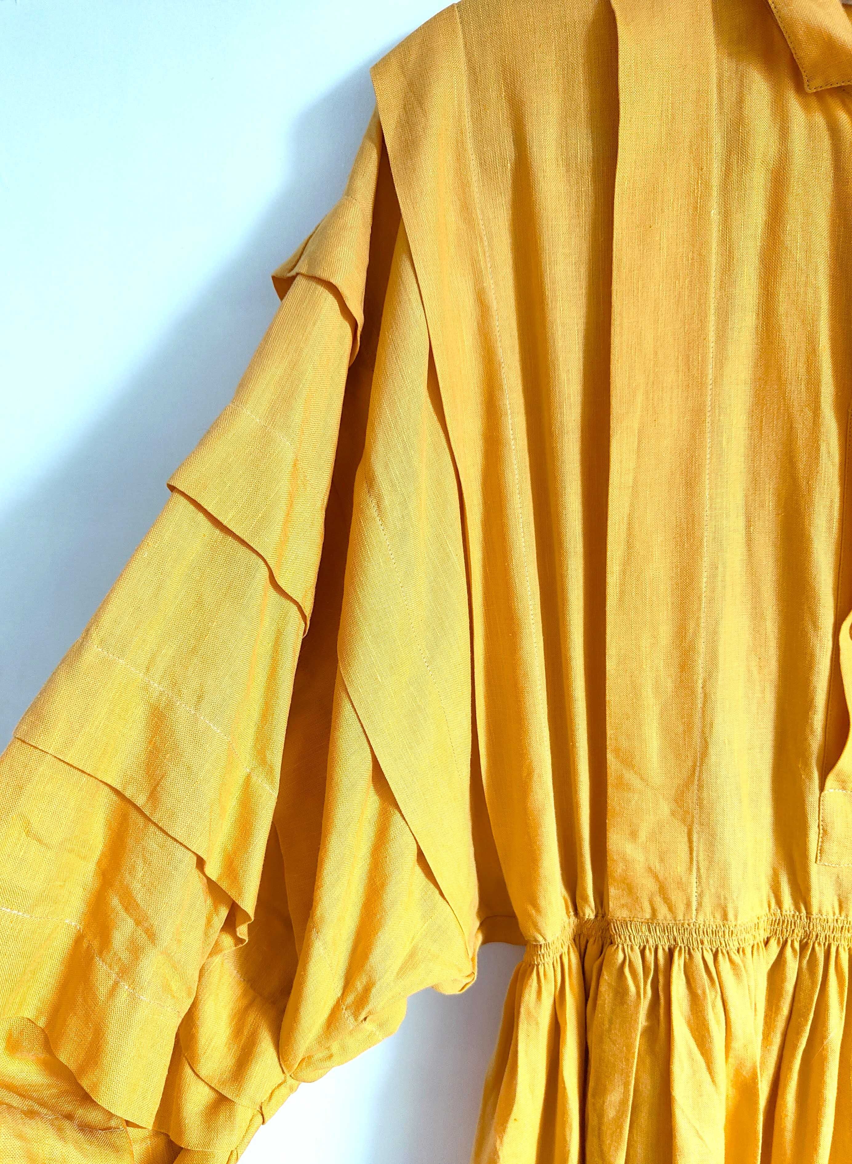Żółta sukienka vintage Marithe et Francois Girbaud 11342 M 38 retro