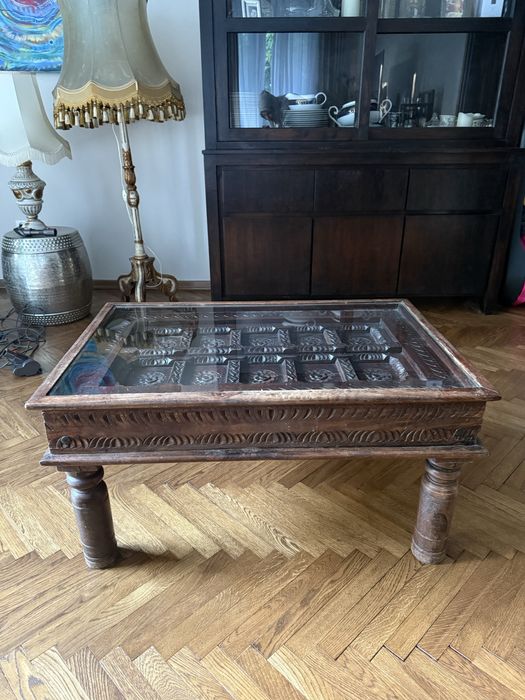 Stół Indyski palisander rzezbiony 90x60x46cm idealny stan