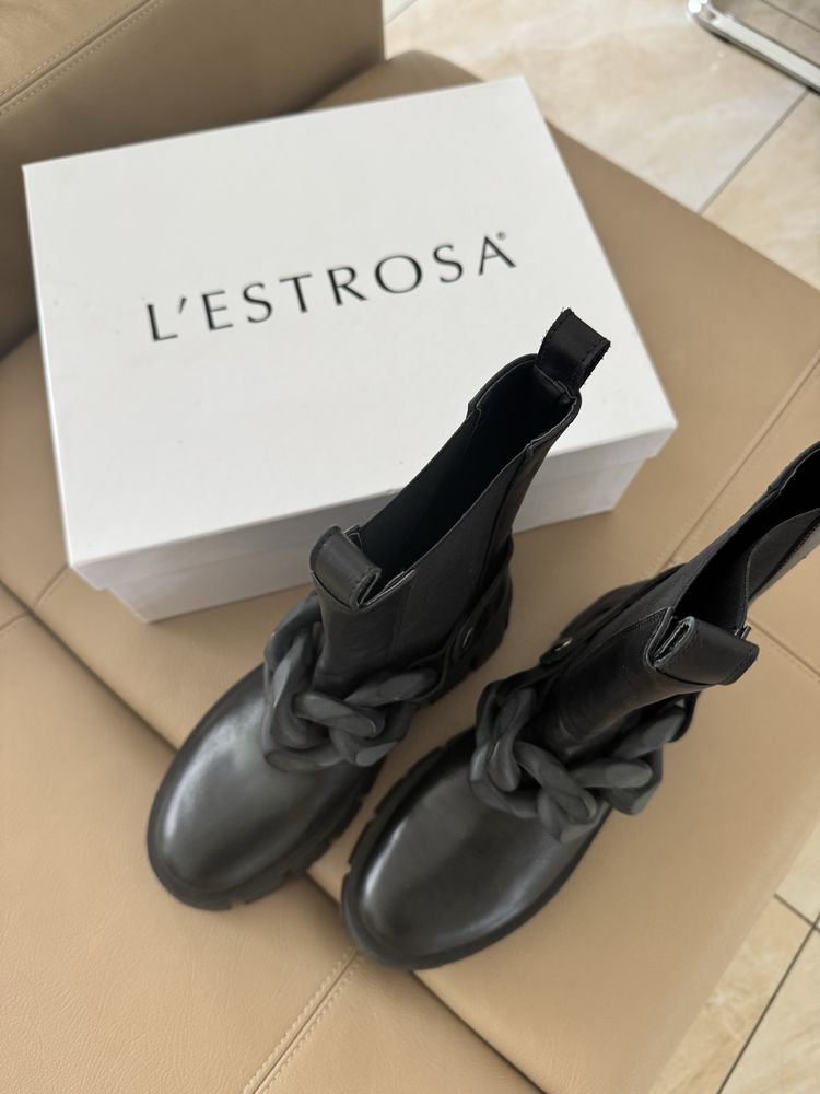 L’estrosa botki czarne skóra naturalna nowe
