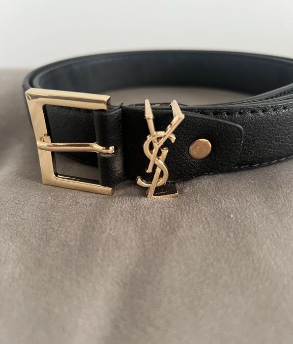 Pasek Damski YSL Yves Saint Laurent czarny złoty