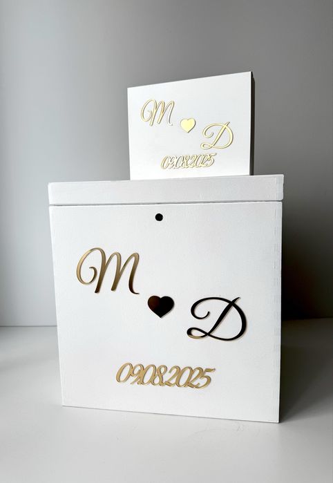 Personalizowane pudełko na koperty obrączki wesele dekoracje ślubne