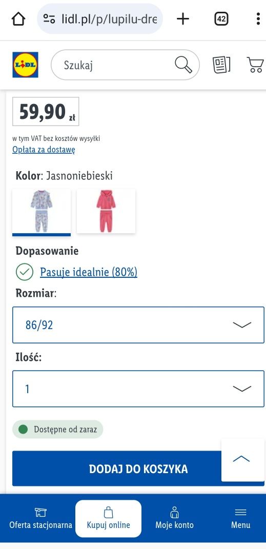 Dres niemowlęcy Lupilu 62/68