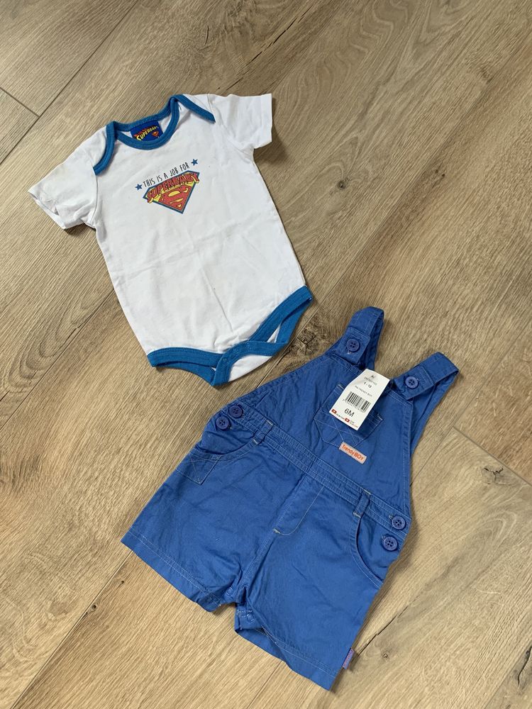 Ogrodniczki nowe i body superman 68