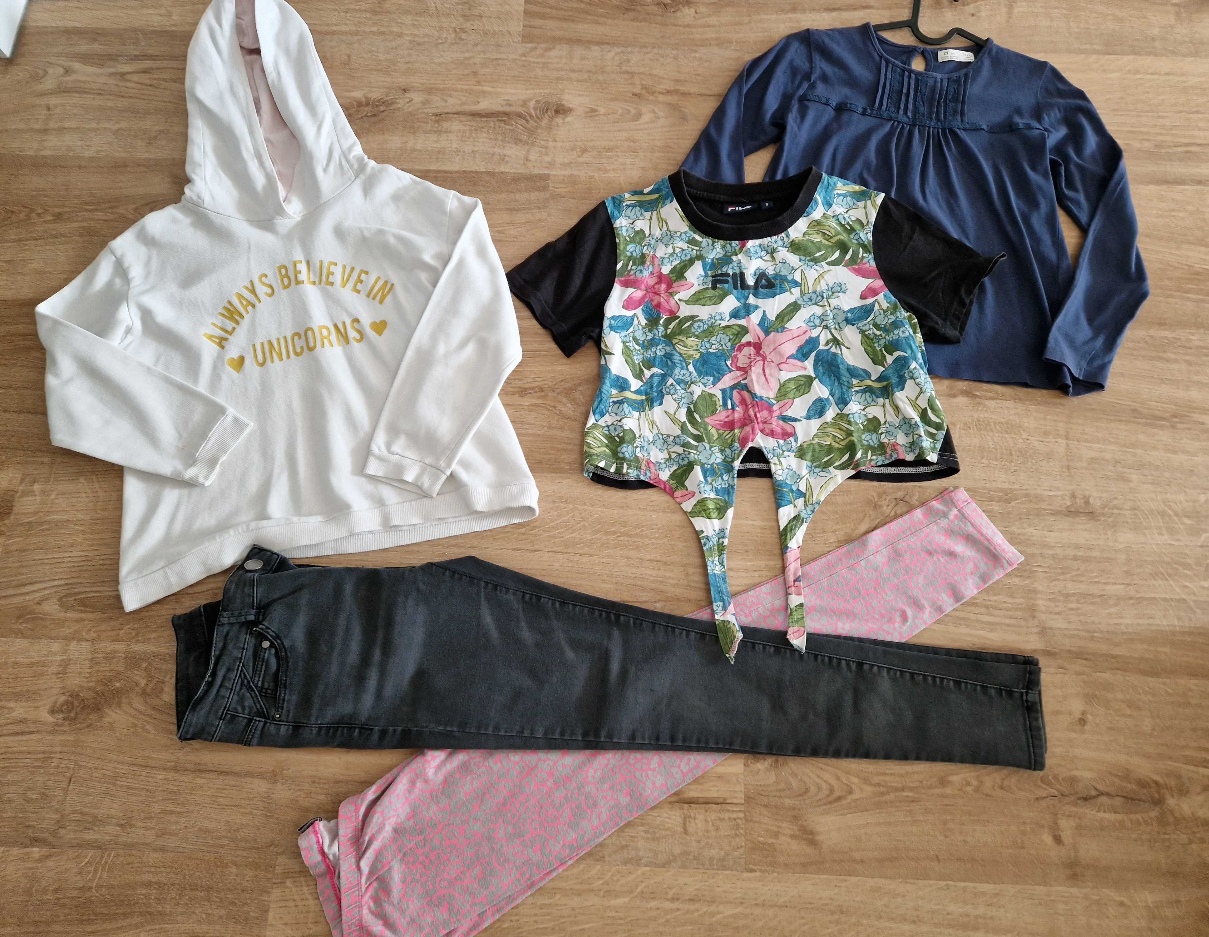 3 blusas + Leggings + calças  (9-10 anos)