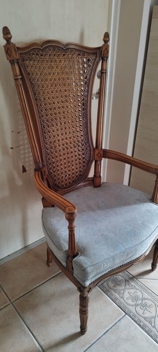 Fotel duży vintage plecionka wiedeńska w stylu neorenesansowym