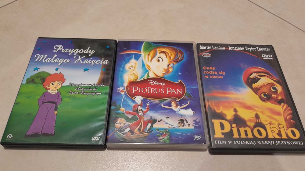 Filmy dvd lektury Mały Książe, Pinokio, Piotrś Pan