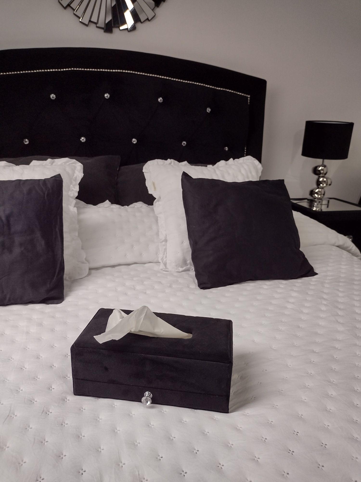 Cena za 2szt  Home&You lampy welur Glamour lampka nocna stołowa Isleen