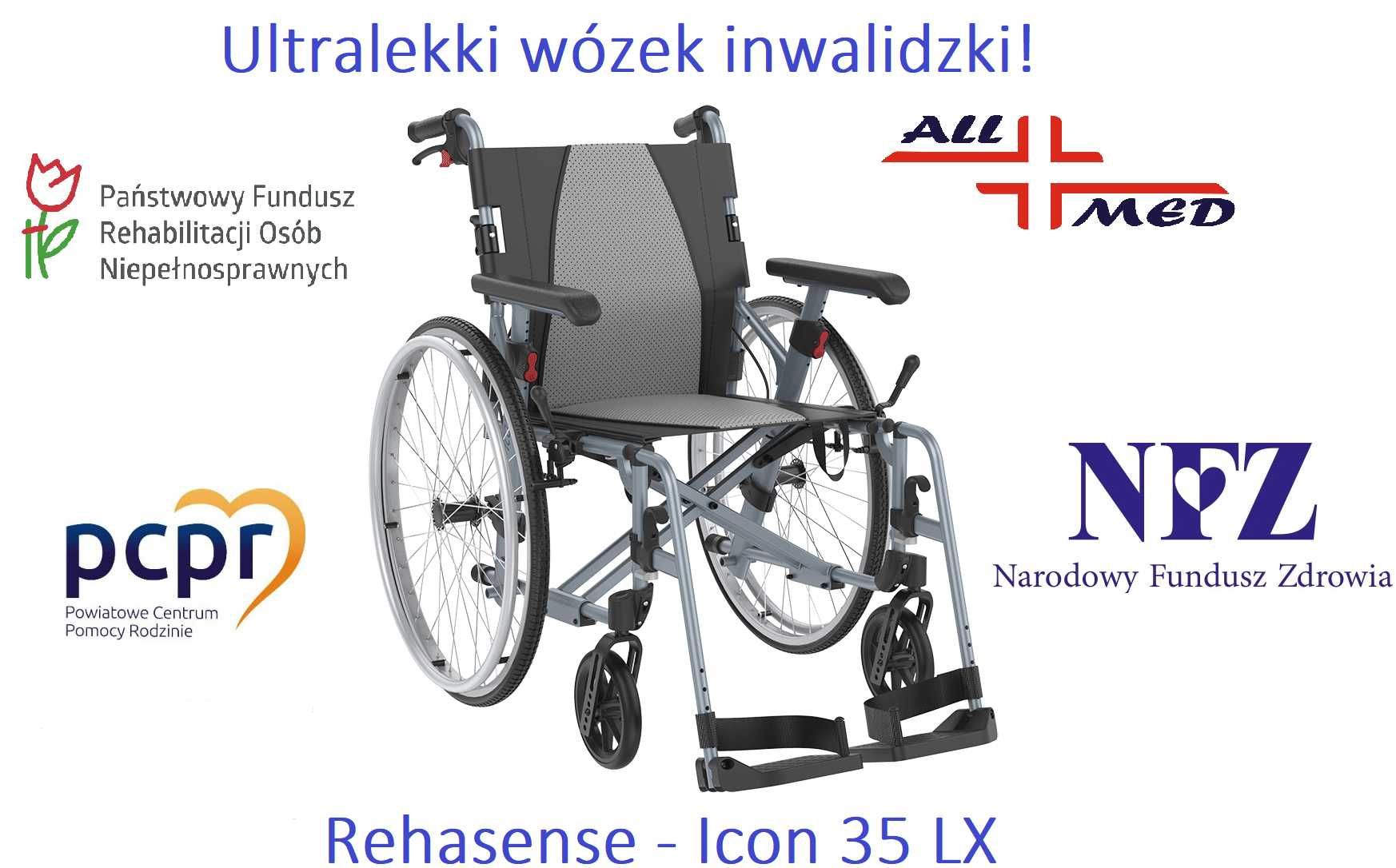 Wózek inwalidzki Rehasense Icon LX 35, DOFINANSOWANIE NFZ, REFUNDACJA.