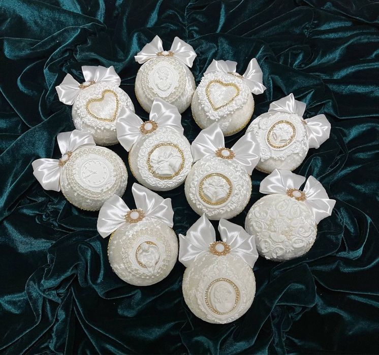 Розкішні білі ялинкові прикраси, преміум класу