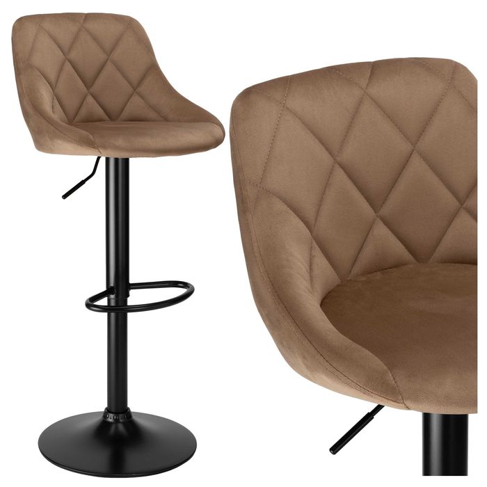Krzesło barowe CYDRO BLACK welurowe MOKKA VELVET