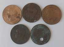 5 moedas de xx (20) reis circuladas