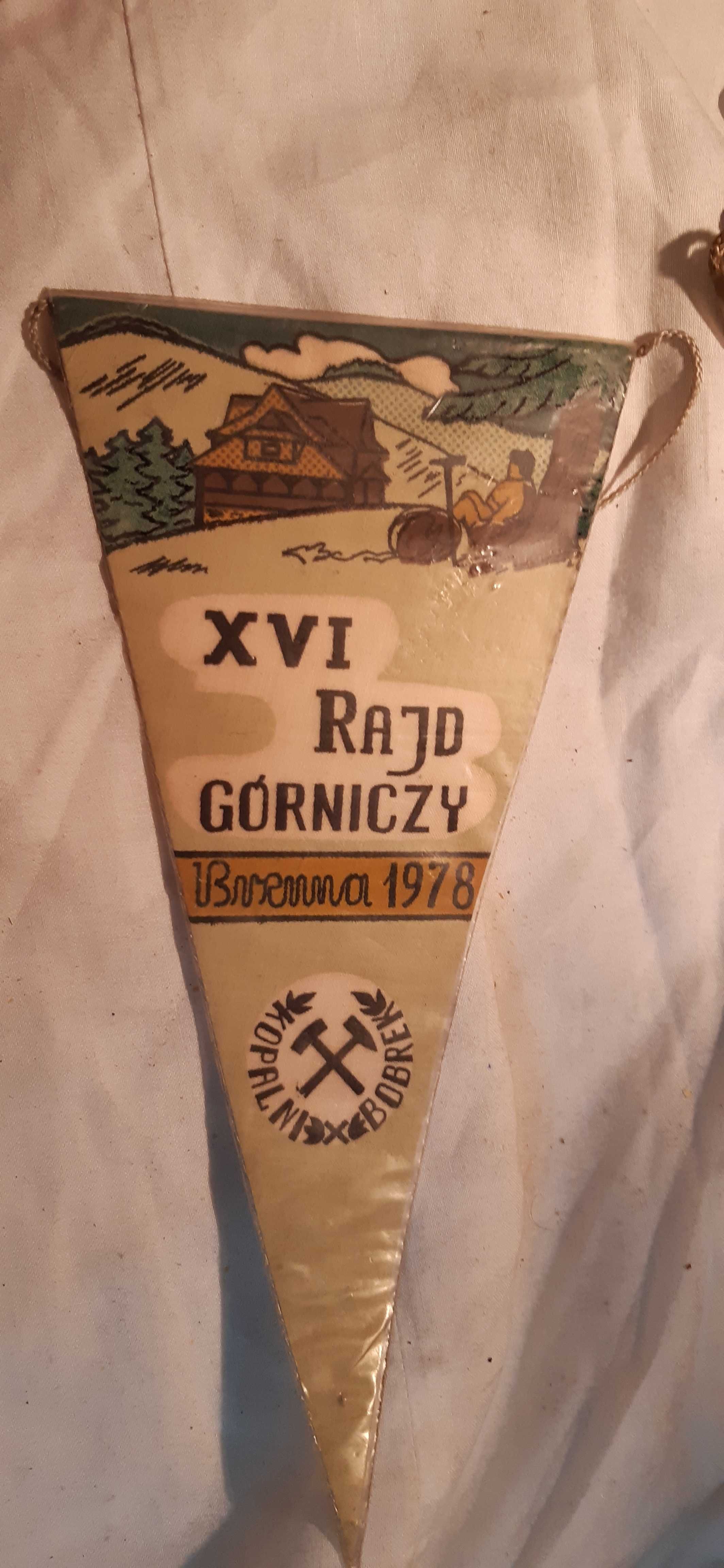 stary proporczyk górniczy kwk bobrek rajd pttk brenna 1978rok