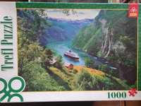 Puzzle 1000 Norwegia fiord i wodospad 7 sióstr