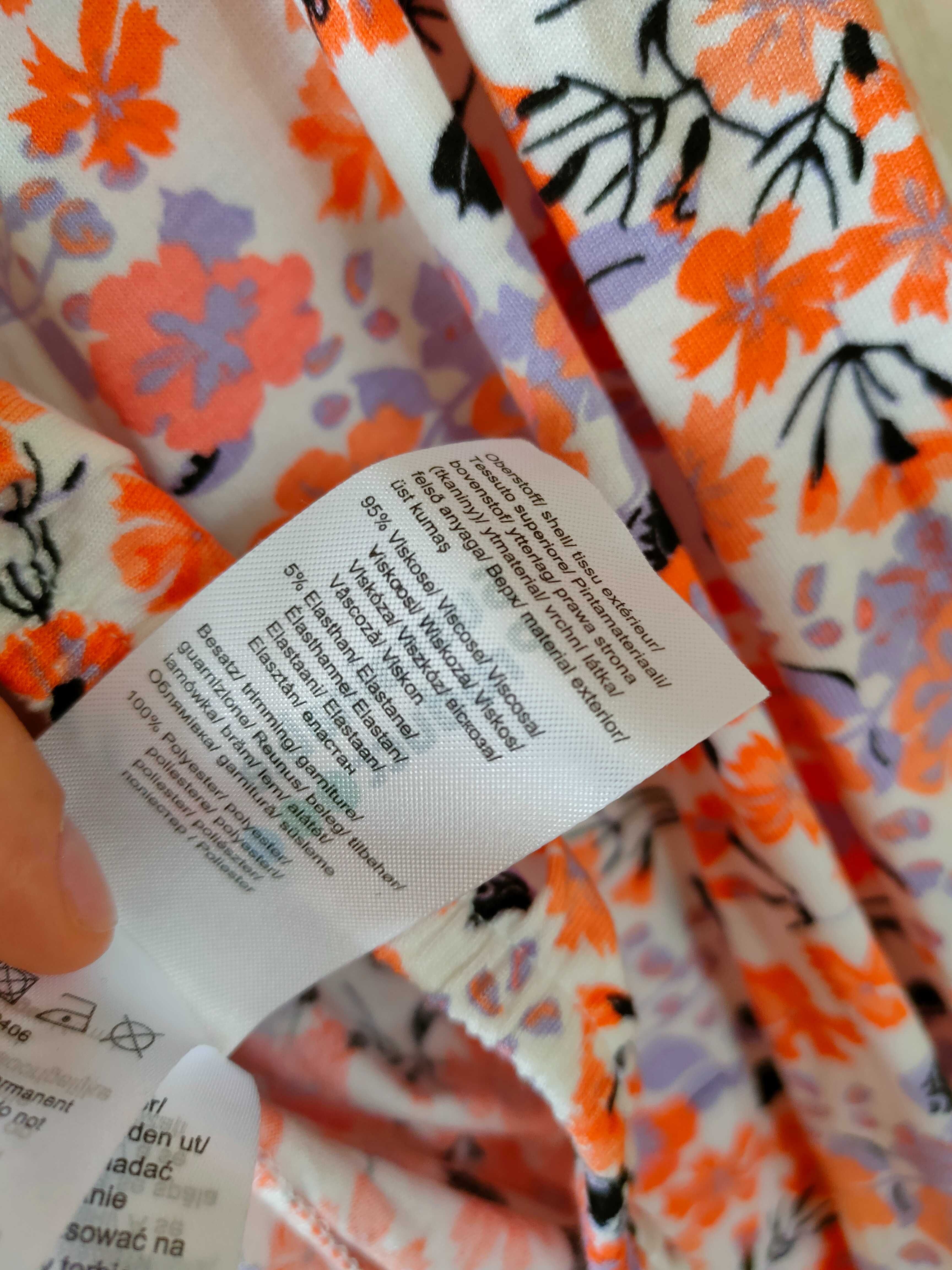 NOWA, biała, bluzka w kwiaty r. 40/42, Rainbow (Bonprix)
