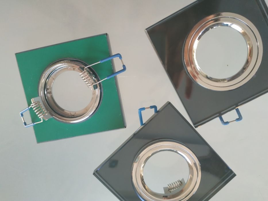 Oprawki sufitowe czarne szkło kwadrat 2 sztuki