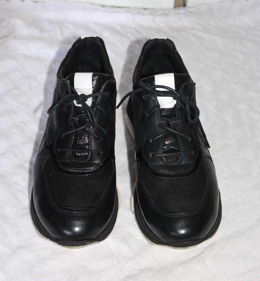 gino rossi sport sneakersy czarne buty 39 skóra skórzane białe