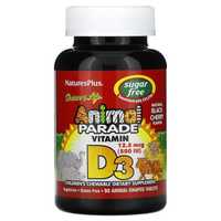 NaturesPlus Animal Parade витамин D3  для детей без сахара. 500 ME, 90