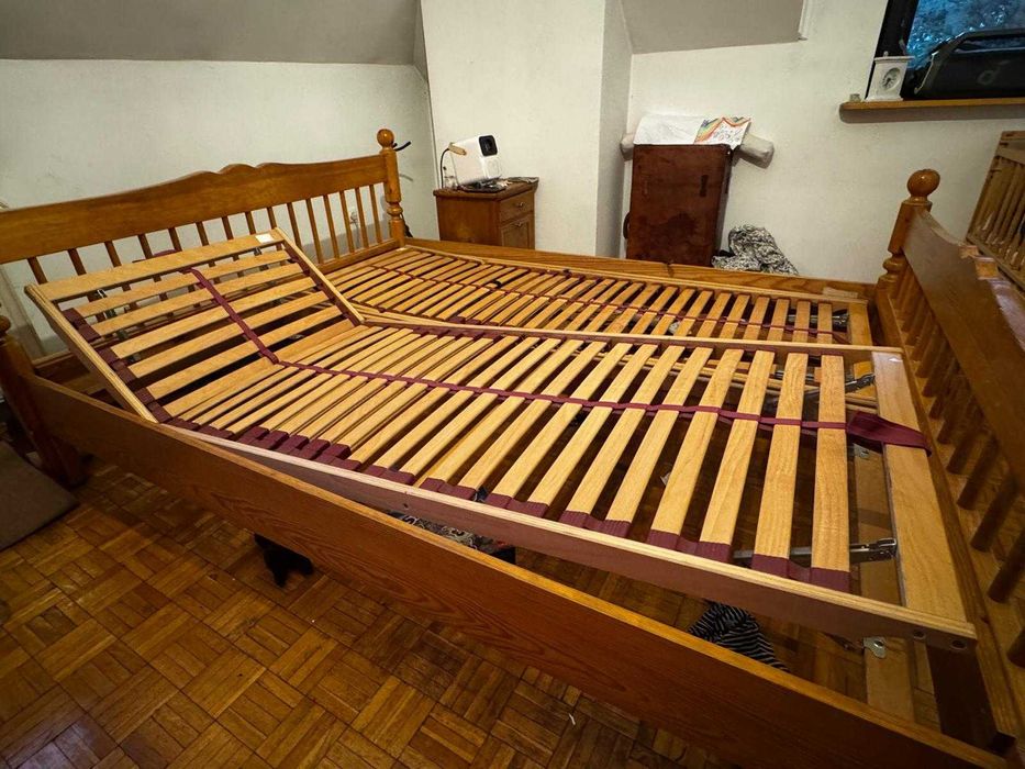 łóżko małżeńskie drewniane 160x200cm + luksusowe regulowane stelaże