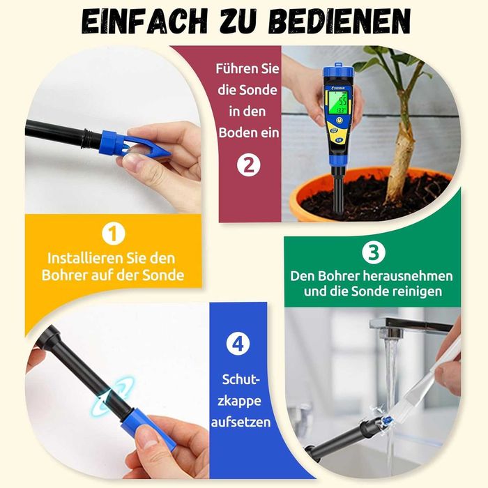 Inteligentny miernik PH wody gleby do trawy szklarni app BT 760