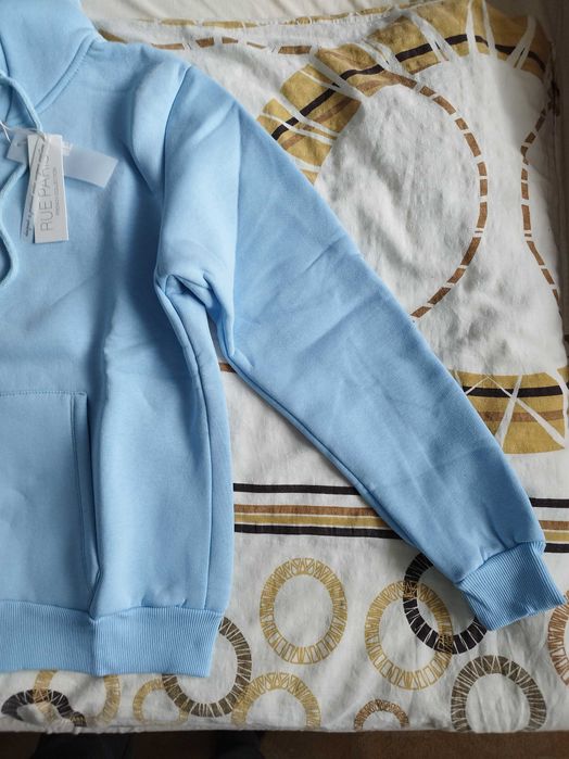 Bluza z kapturem RUE PARIS | Błękitna | Unisex | Nowa z metką