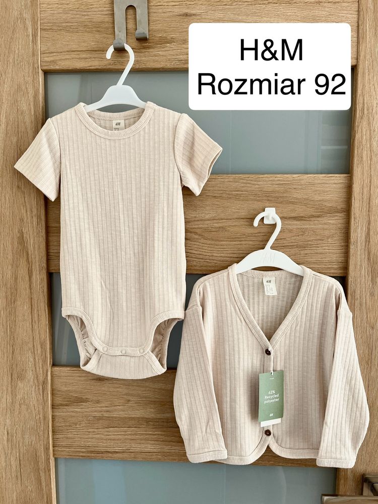 Nowy zestaw w prążek: kardigan i body H&M rozmiar 92