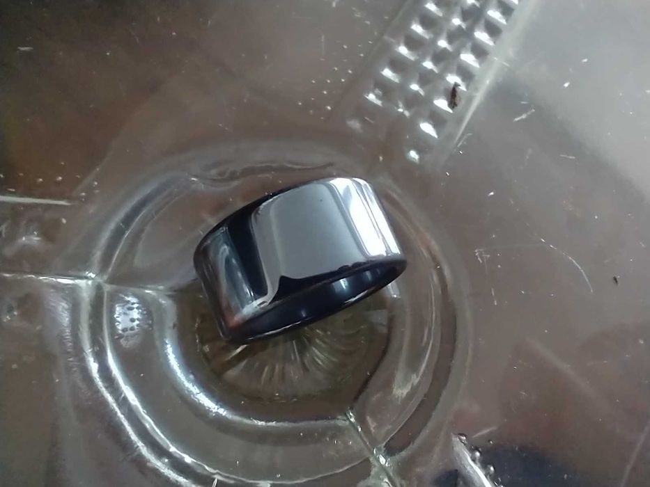 Czarna obrączka kamień hematyt rękodzieło r 14