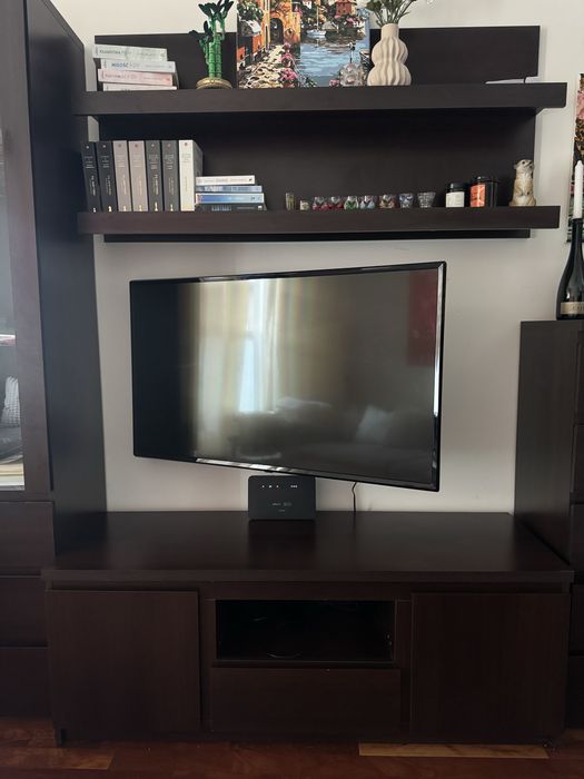 Komoda szafka pod TV półka ciemny brąz komplet meble salon