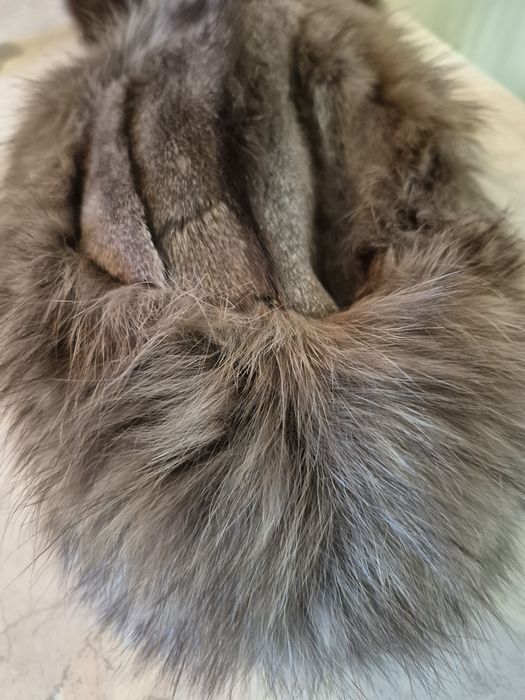 Czapka z lisa jasny brąz