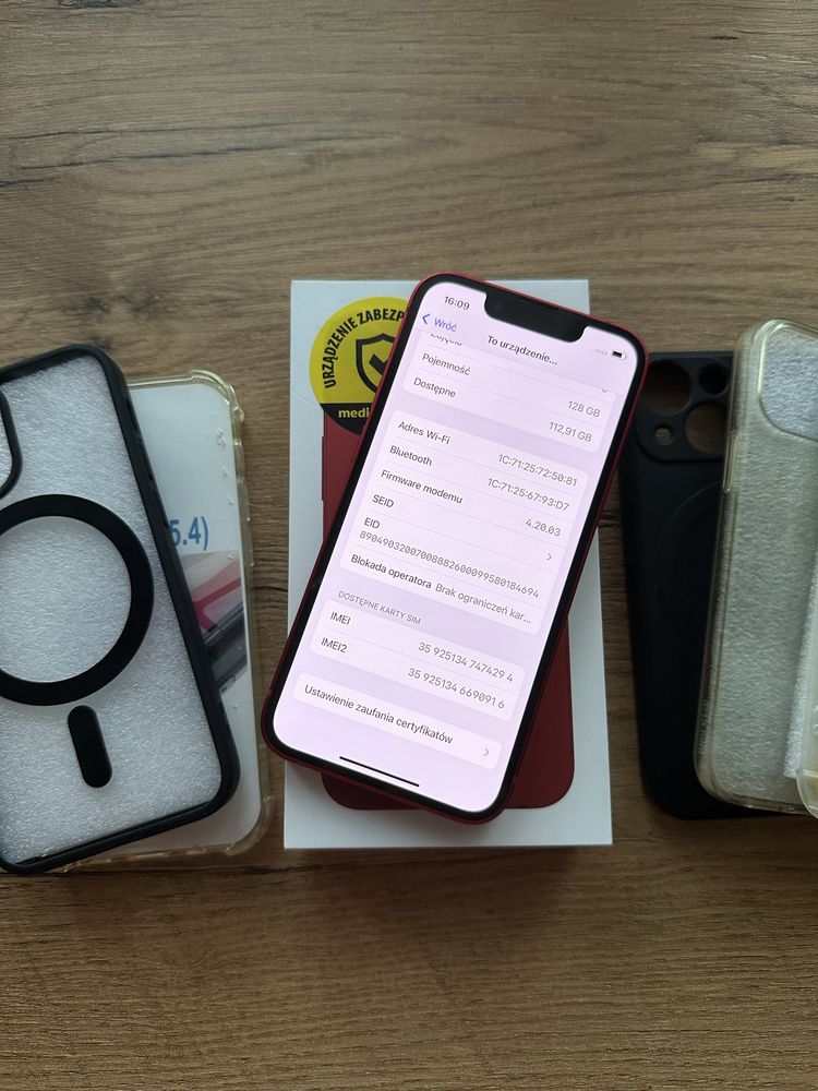 Iphone 13 mini 128GB Czerwony Pudełko Etui